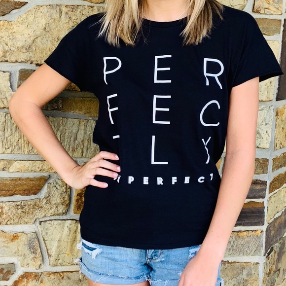 PERFECTLY IMPERFECT Distressed Rocker Tee - Picture 2 of 3